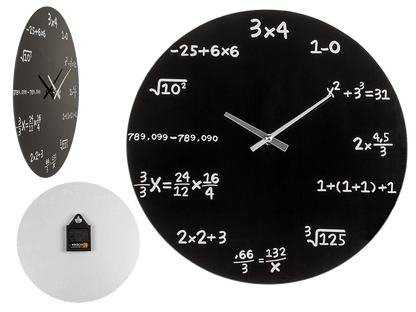 Black glass-Wall Clock, Mathematic,