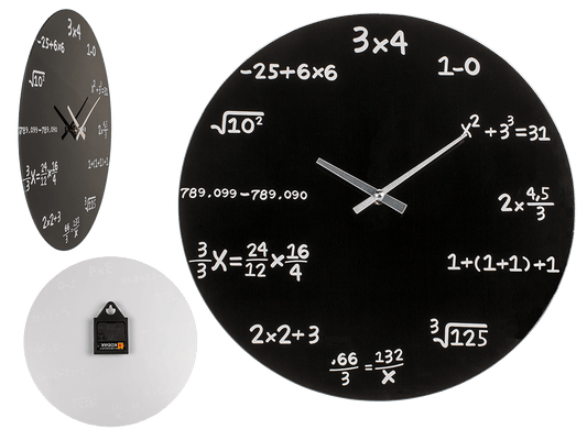 Black glass-Wall Clock, Mathematic,