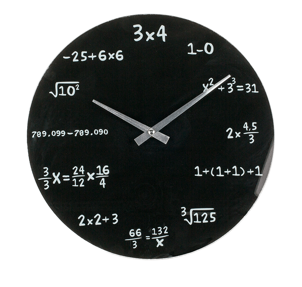 Black glass-Wall Clock, Mathematic,