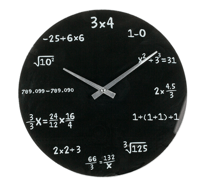 Black glass-Wall Clock, Mathematic,