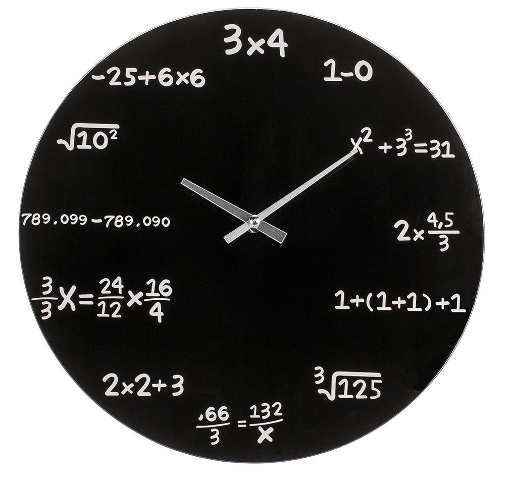 Black glass-Wall Clock, Mathematic,