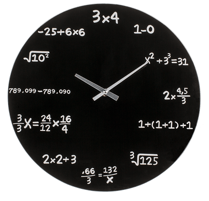 Black glass-Wall Clock, Mathematic,