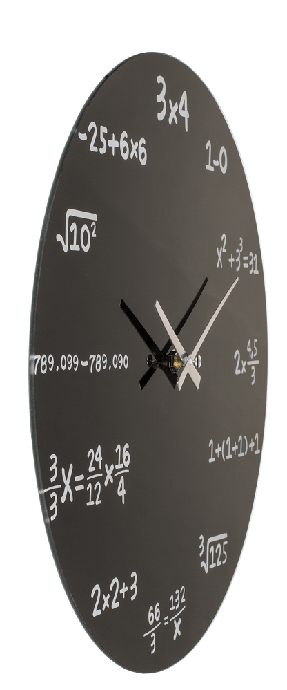 Black glass-Wall Clock, Mathematic,