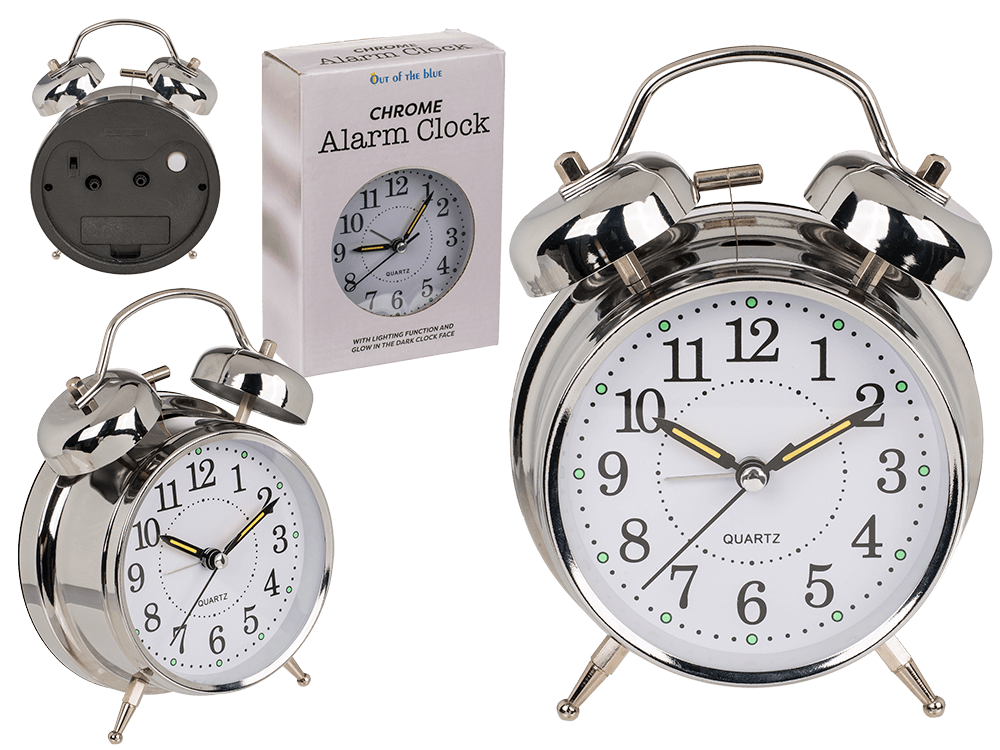 Metal Alarm Clock, Chrome,