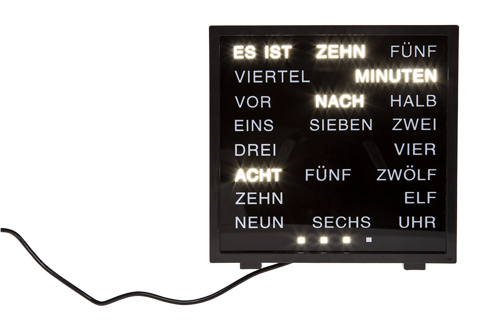 Clock with German words,