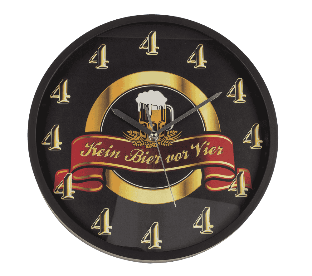 Wall clock with sound, Kein Bier vor 4,