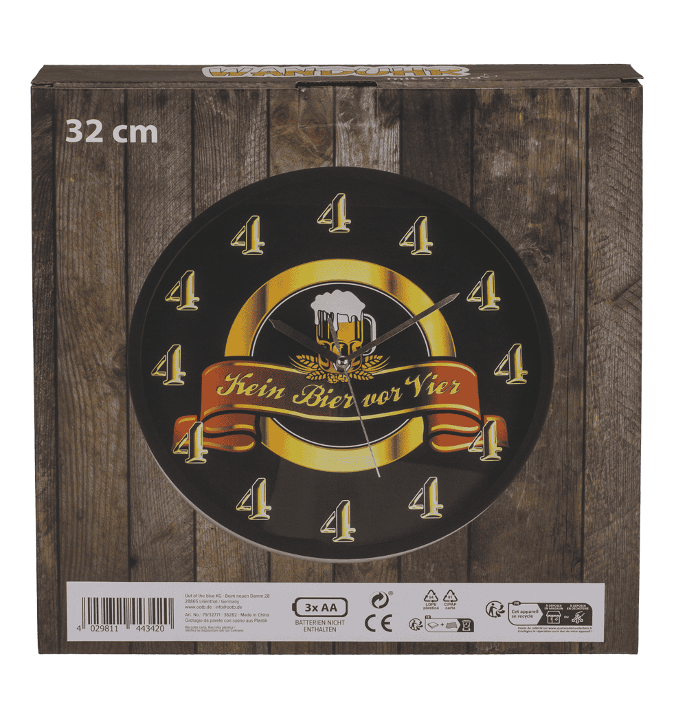 Wall clock with sound, Kein Bier vor 4,