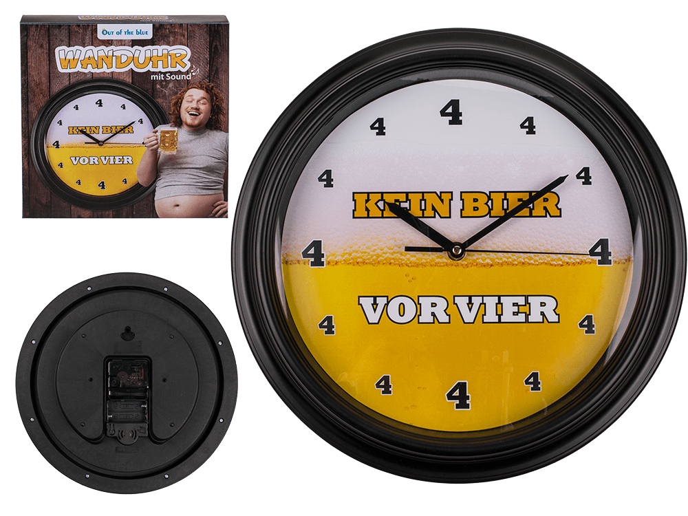 Wall clock with sound, Kein Bier vor 4,