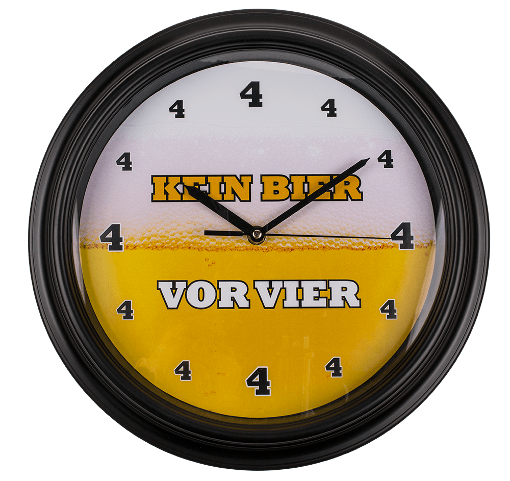 Wall clock with sound, Kein Bier vor 4,
