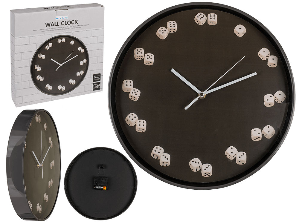 Wall clock, Dices, D: ca. 30,5 cm,