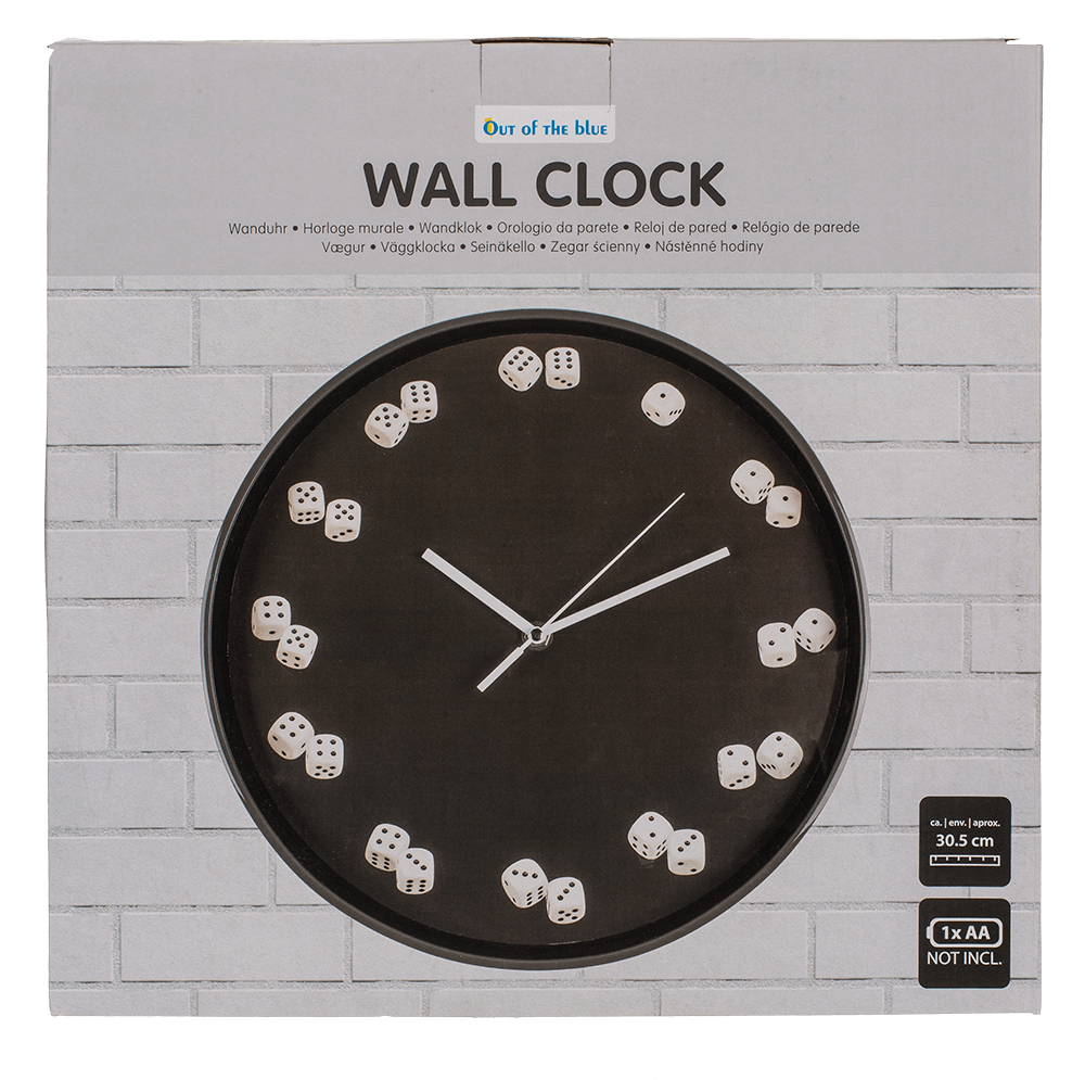 Wall clock, Dices, D: ca. 30,5 cm,