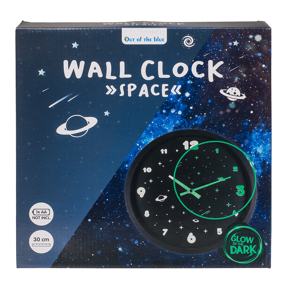 Wall clock, Space, glow in the dark,