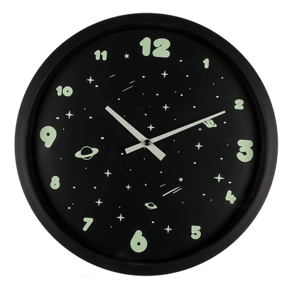 Wall clock, Space, glow in the dark,