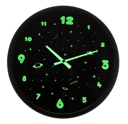 Wall clock, Space, glow in the dark,