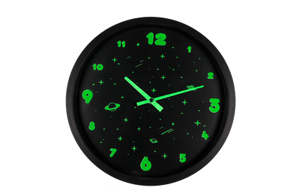 Wall clock, Space, glow in the dark,