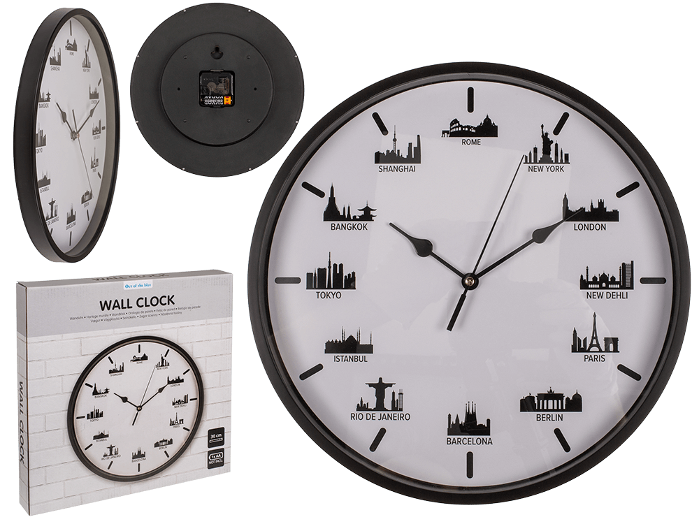 Wall clock, Skylines, 30 x 30 x 3,8 cm,