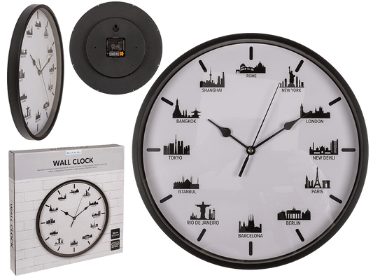 Wall clock, Skylines, 30 x 30 x 3,8 cm,