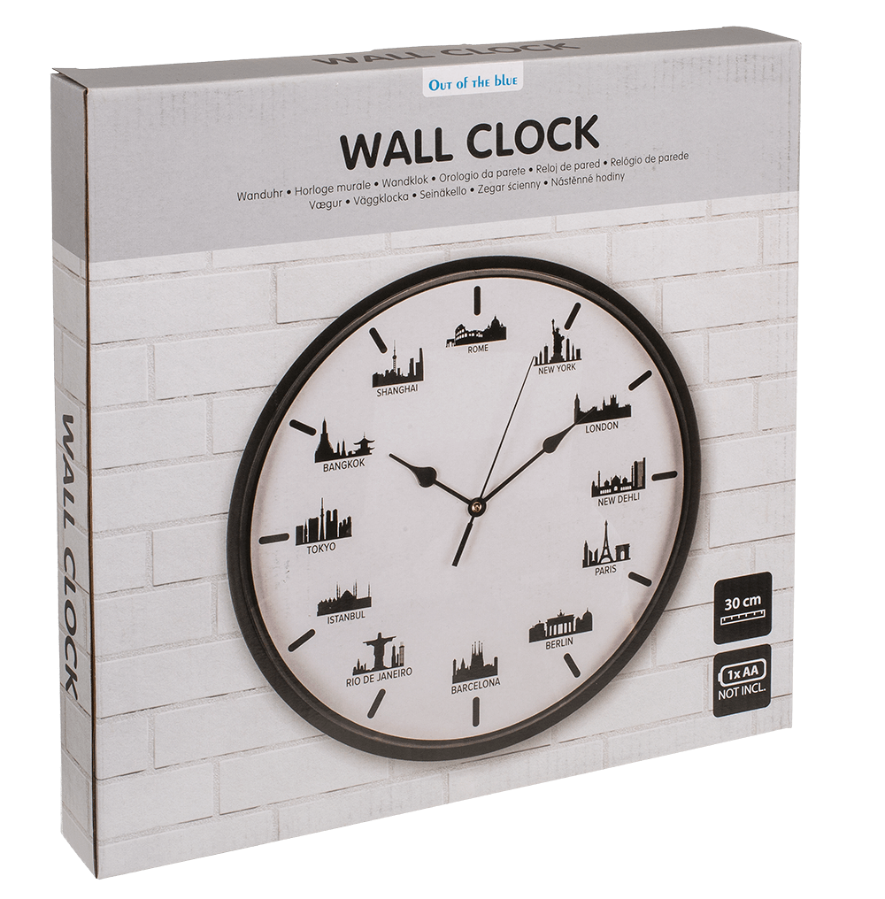 Wall clock, Skylines, 30 x 30 x 3,8 cm,