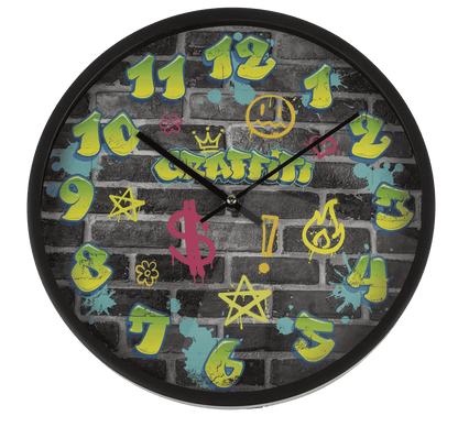 Wall clock, Graffiti, 30 x 30 x 4,5 cm,
