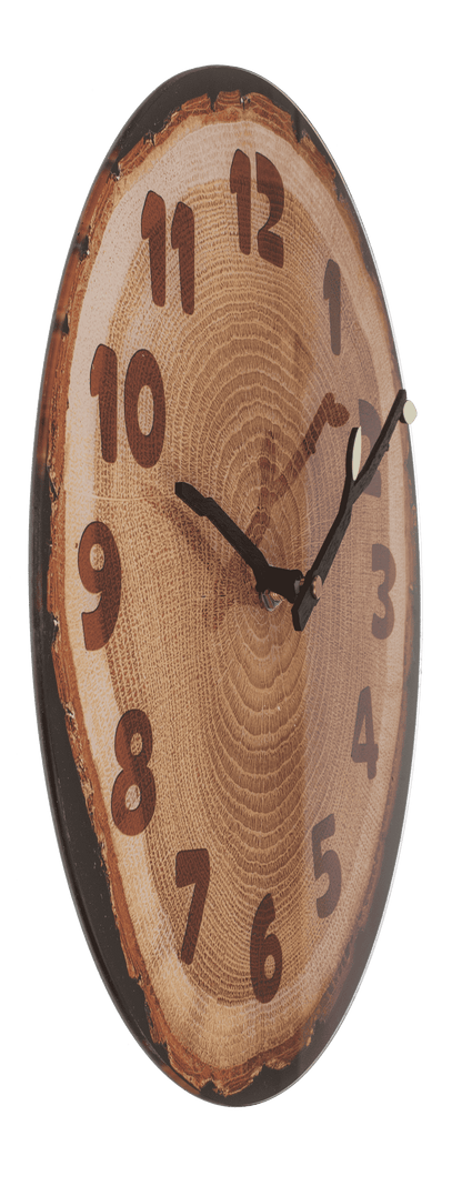Glas wall clock,Tree Slice, 27 x 30 x 4 cm,