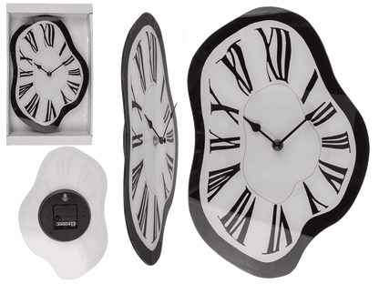 Glas wall clock, Melting Time, 22 x 33 x 4 cm,