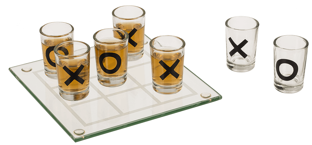 Glass drinking game, Tic Tac Toe with 9 glasses,