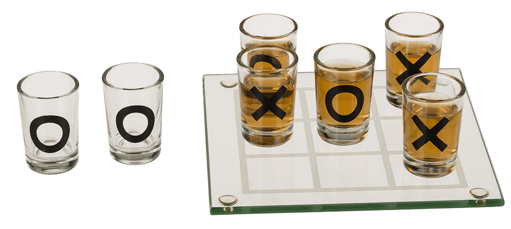 Glass drinking game, Tic Tac Toe with 9 glasses,