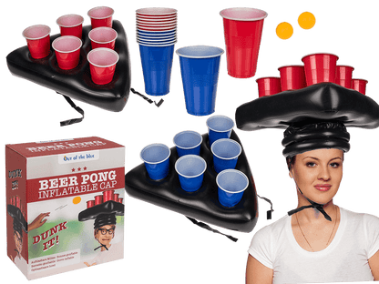 Inflatable cap, beer pong game,