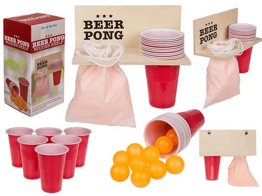Beer Pong Shelf with 12 cups + 12 balls,