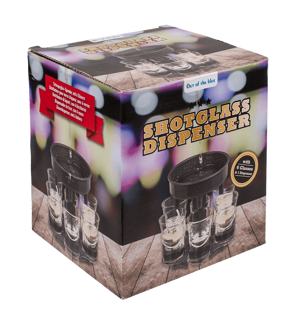 Shot Glass Dispenser, with 6 shot glasses,
