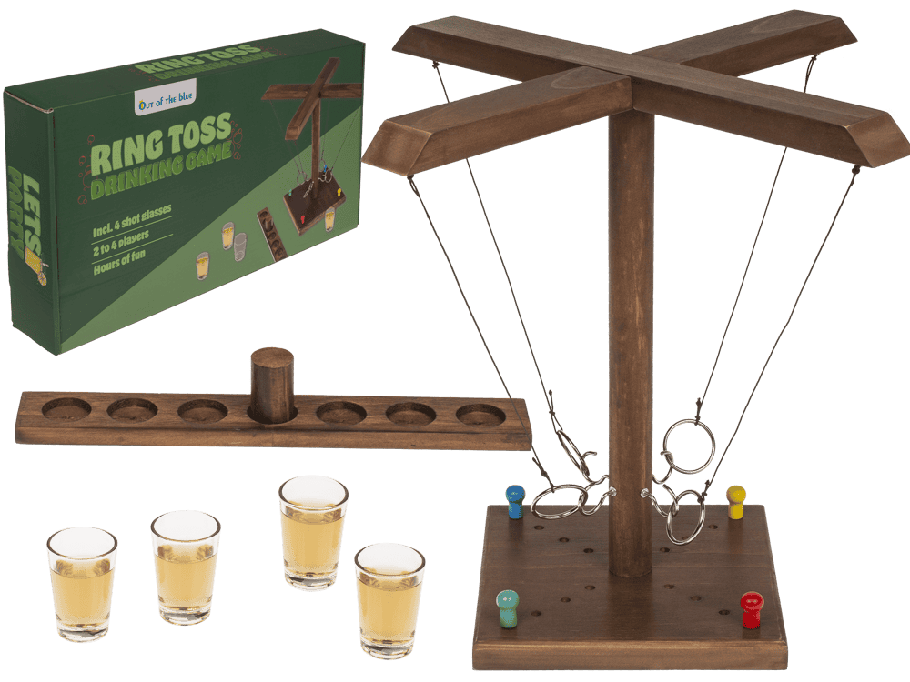 Wooden Ring Toss Drinking Game, Height: 32,5 cm,