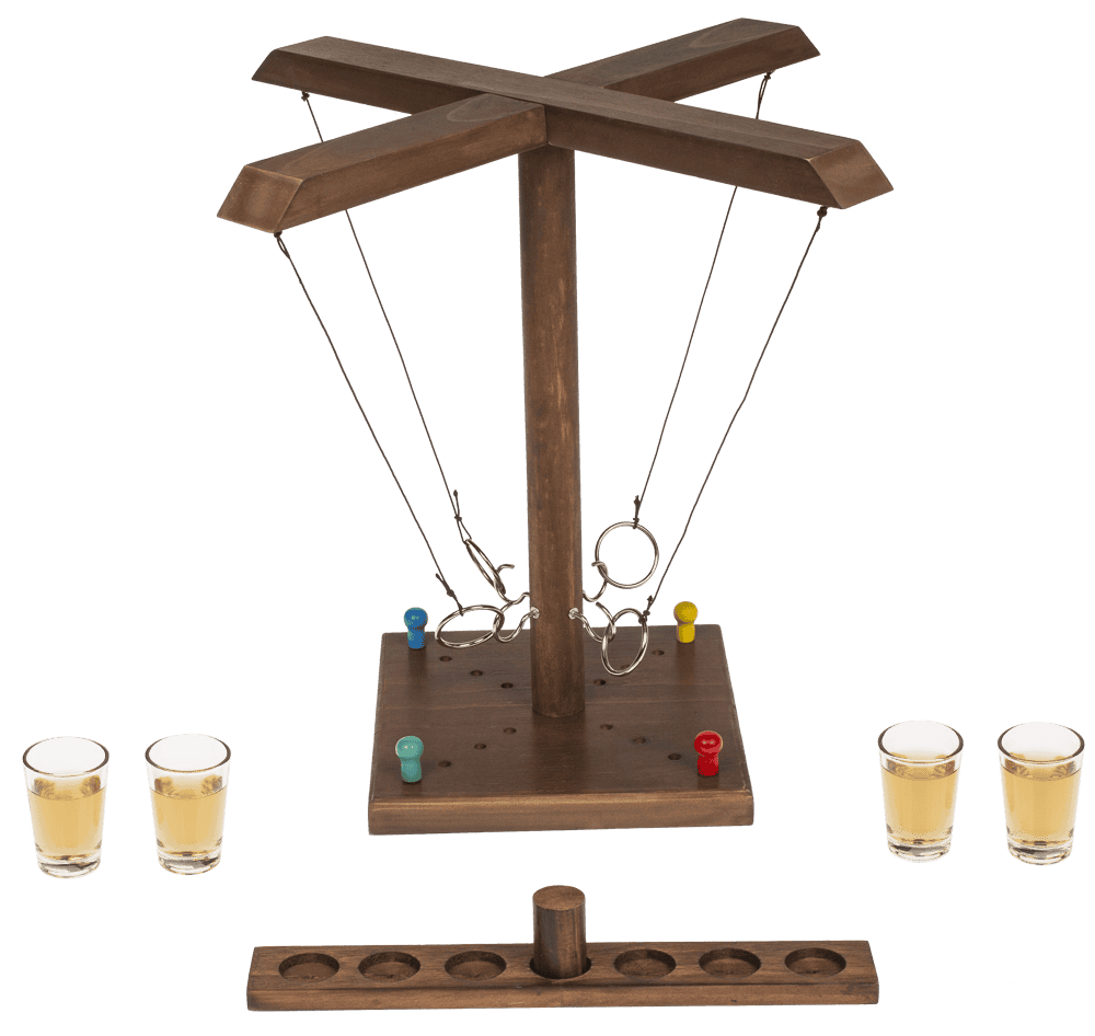Wooden Ring Toss Drinking Game, Height: 32,5 cm,