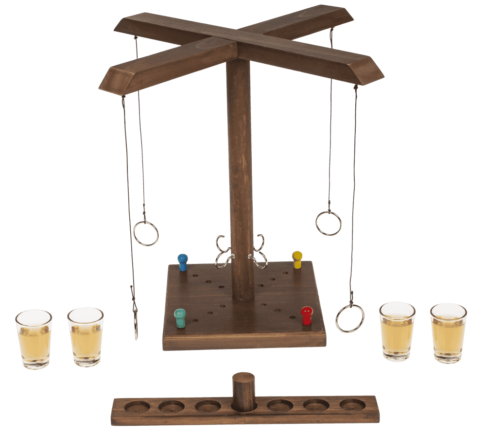 Wooden Ring Toss Drinking Game, Height: 32,5 cm,