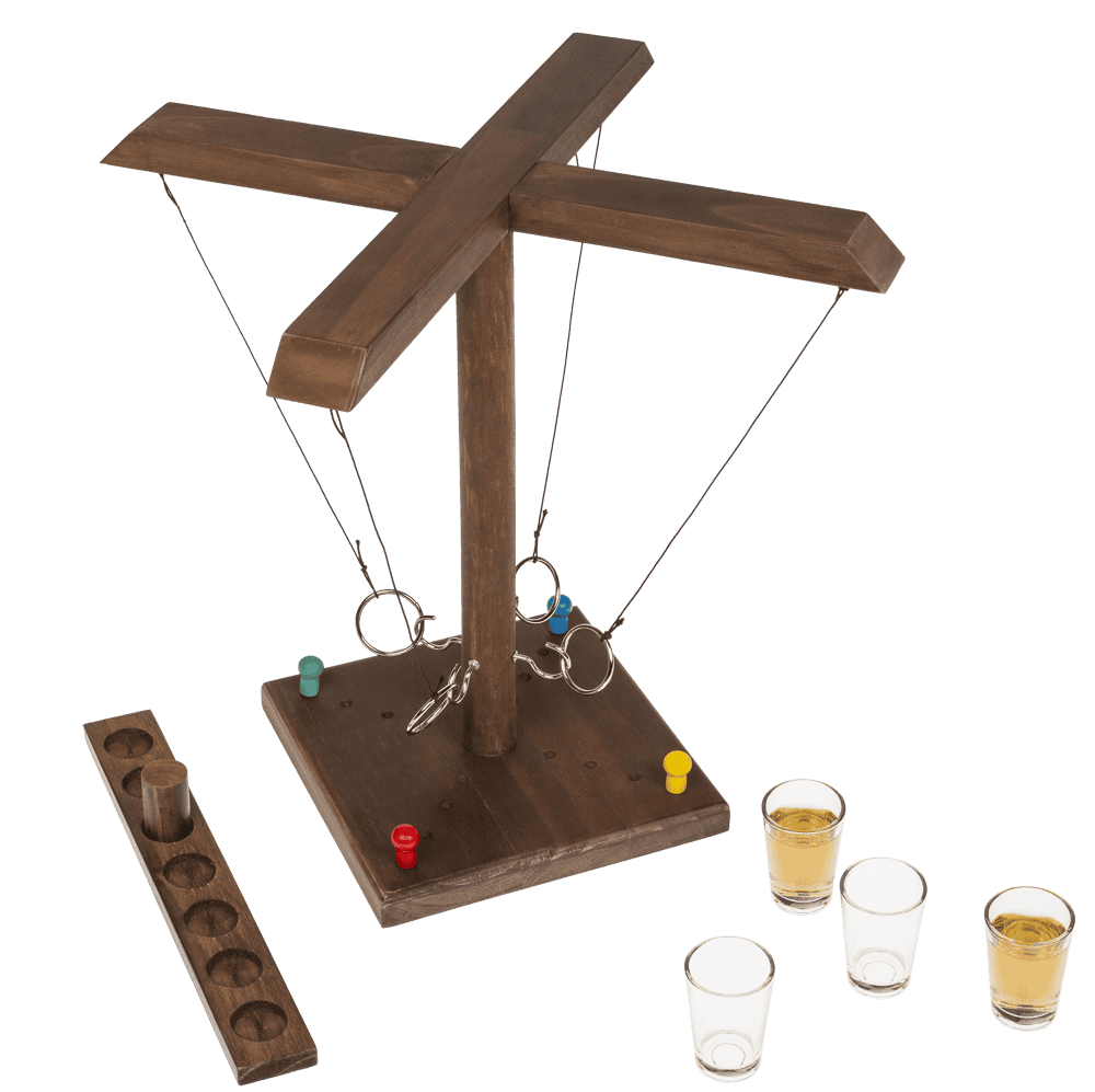 Wooden Ring Toss Drinking Game, Height: 32,5 cm,