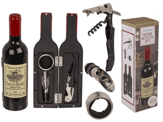 Wine Bottle Set, incl. Wine Collar, Wine Pourer
