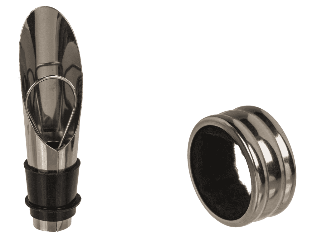 Wine Bottle Set, incl. Wine Collar, Wine Pourer
