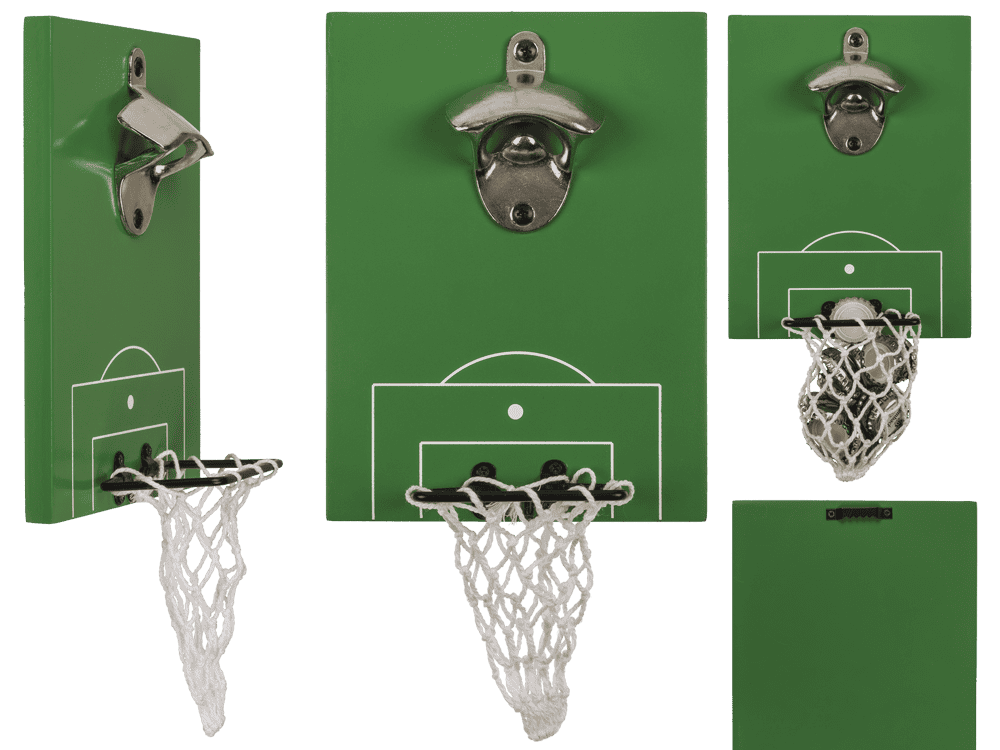 Metal bottle opener, Football pitch with goal,