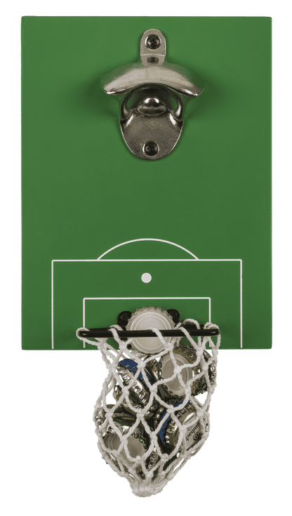 Metal bottle opener, Football pitch with goal,