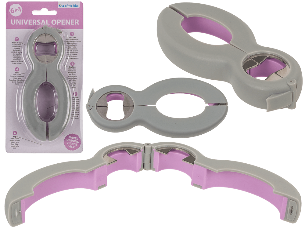 Universal Opener, 6 in 1, grey/pink,