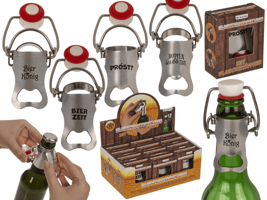 Bottle stopper with bottle opener, 9 cm,