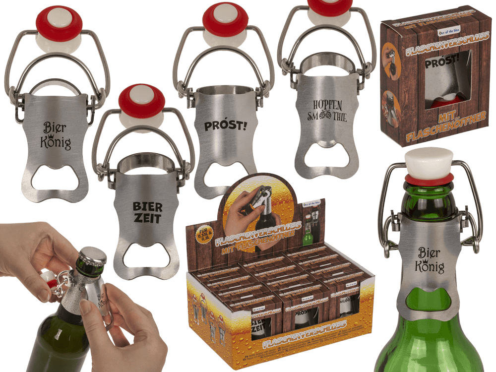 Bottle stopper with bottle opener, 9 cm,