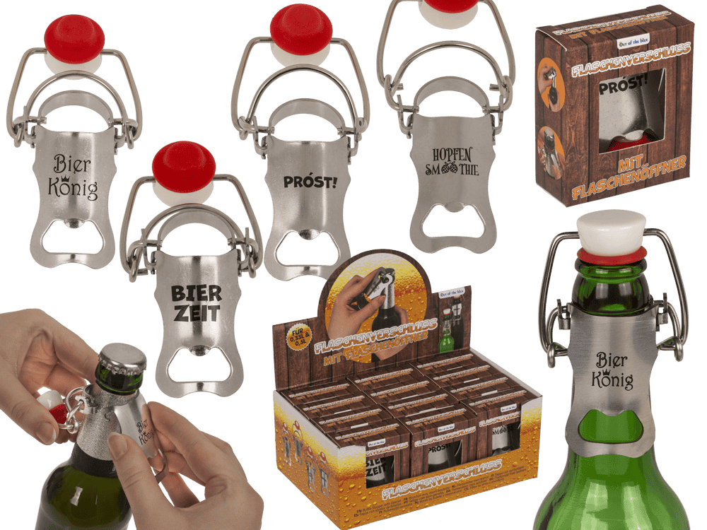 Bottle stopper with bottle opener, 9 cm,