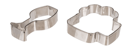 Metal cookie mould, beer jar & wine glass,