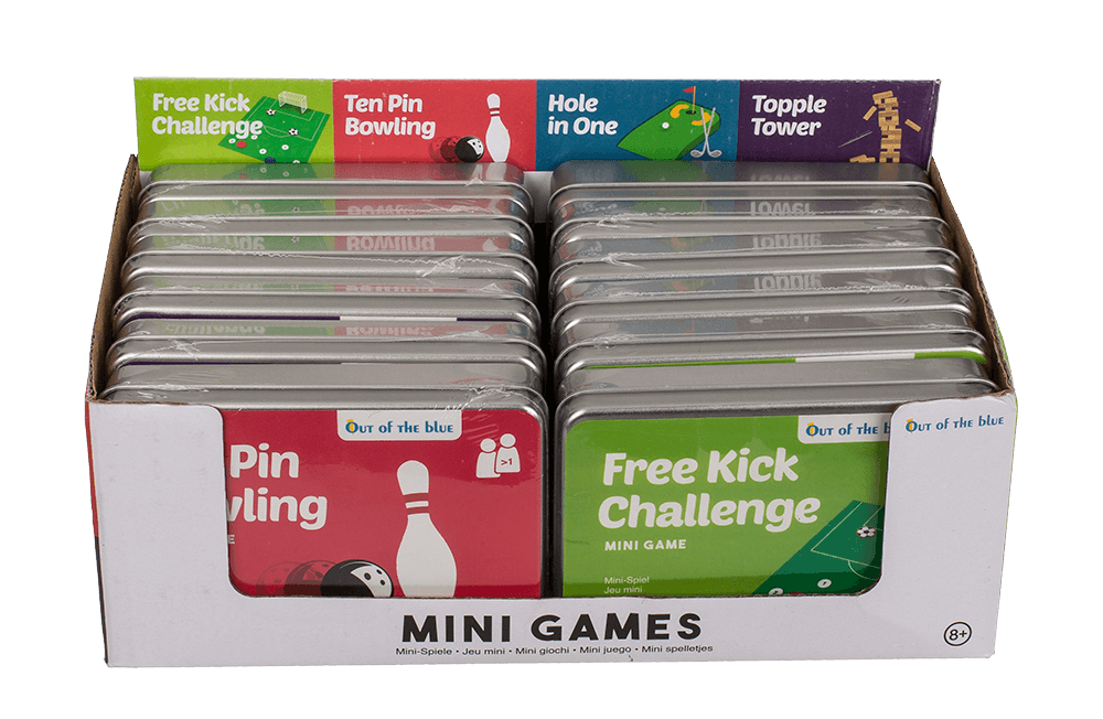 Mini games in tin, ca. 12 x 8 cm,
