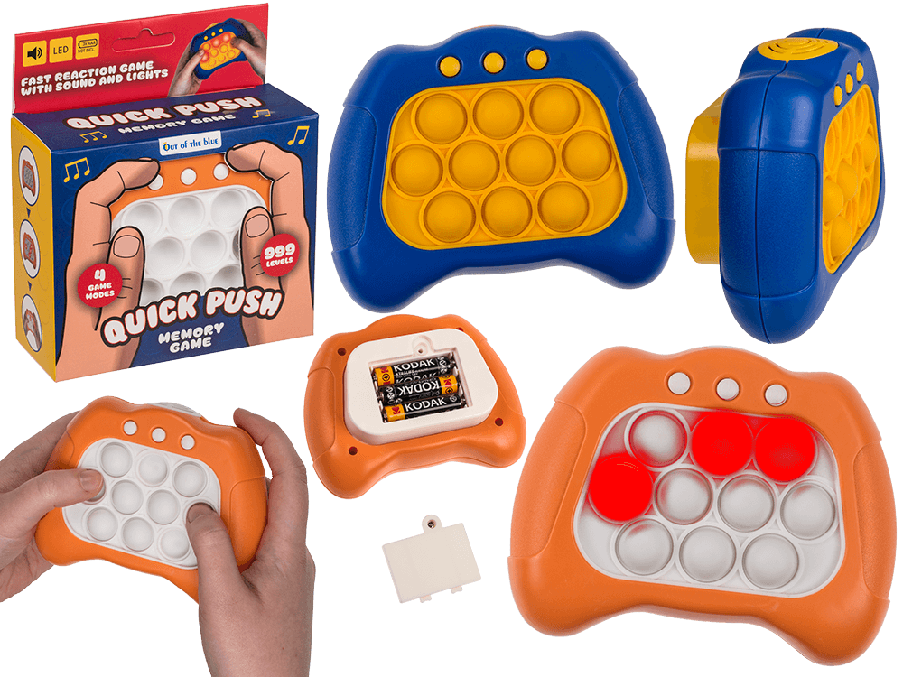 79-7022_000.png Kleurrijke Quick Push gameconsole met geluid en LED-lampen, 4 spelmodellen, 999 niveaus, inclusief Try-Me knop.