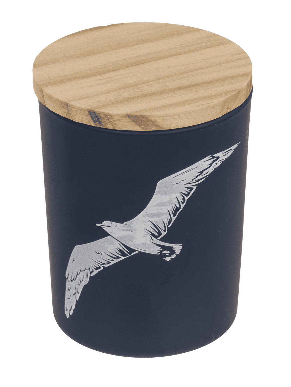 Candle in glass with wooden lid, Sea,