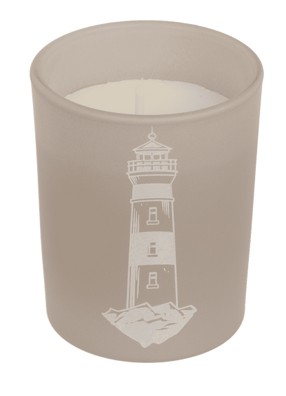 Candle in glass with wooden lid, Sea,