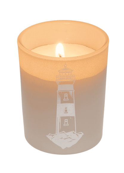 Candle in glass with wooden lid, Sea,