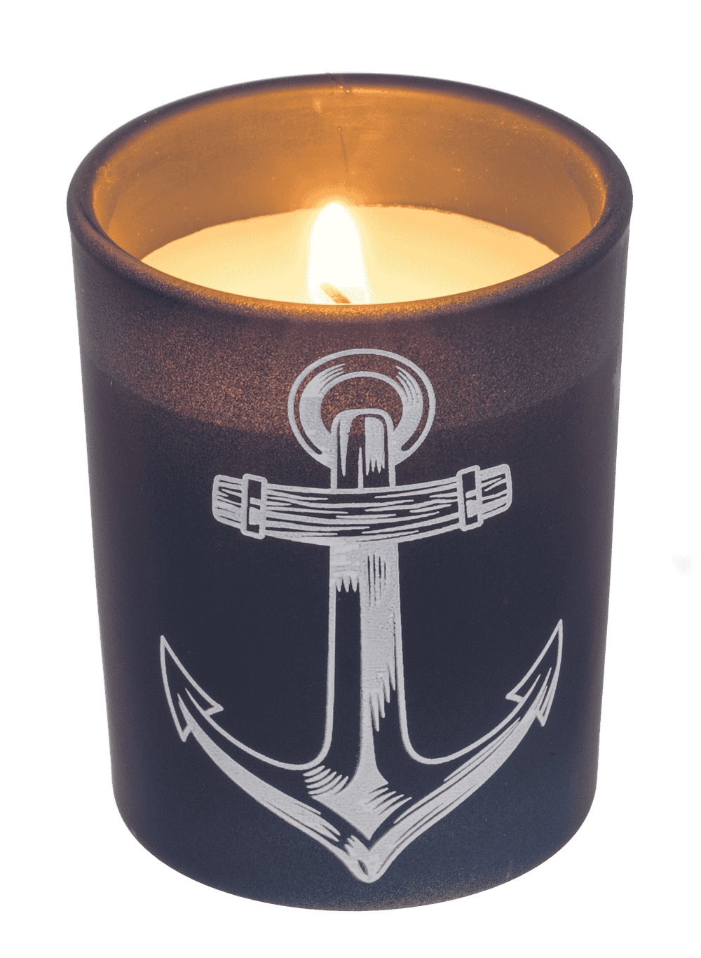 Candle in glass with wooden lid, Sea,