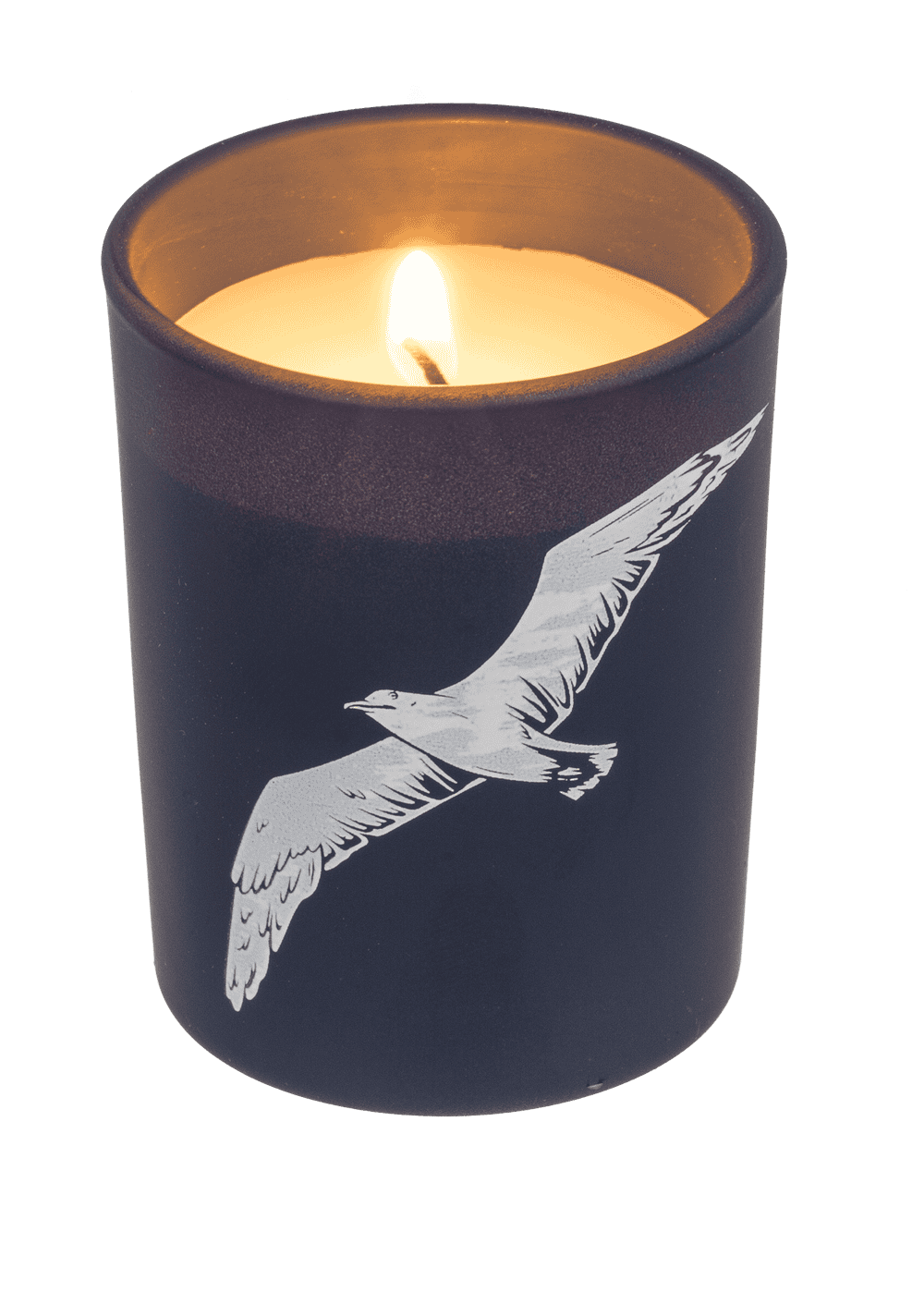 Candle in glass with wooden lid, Sea,